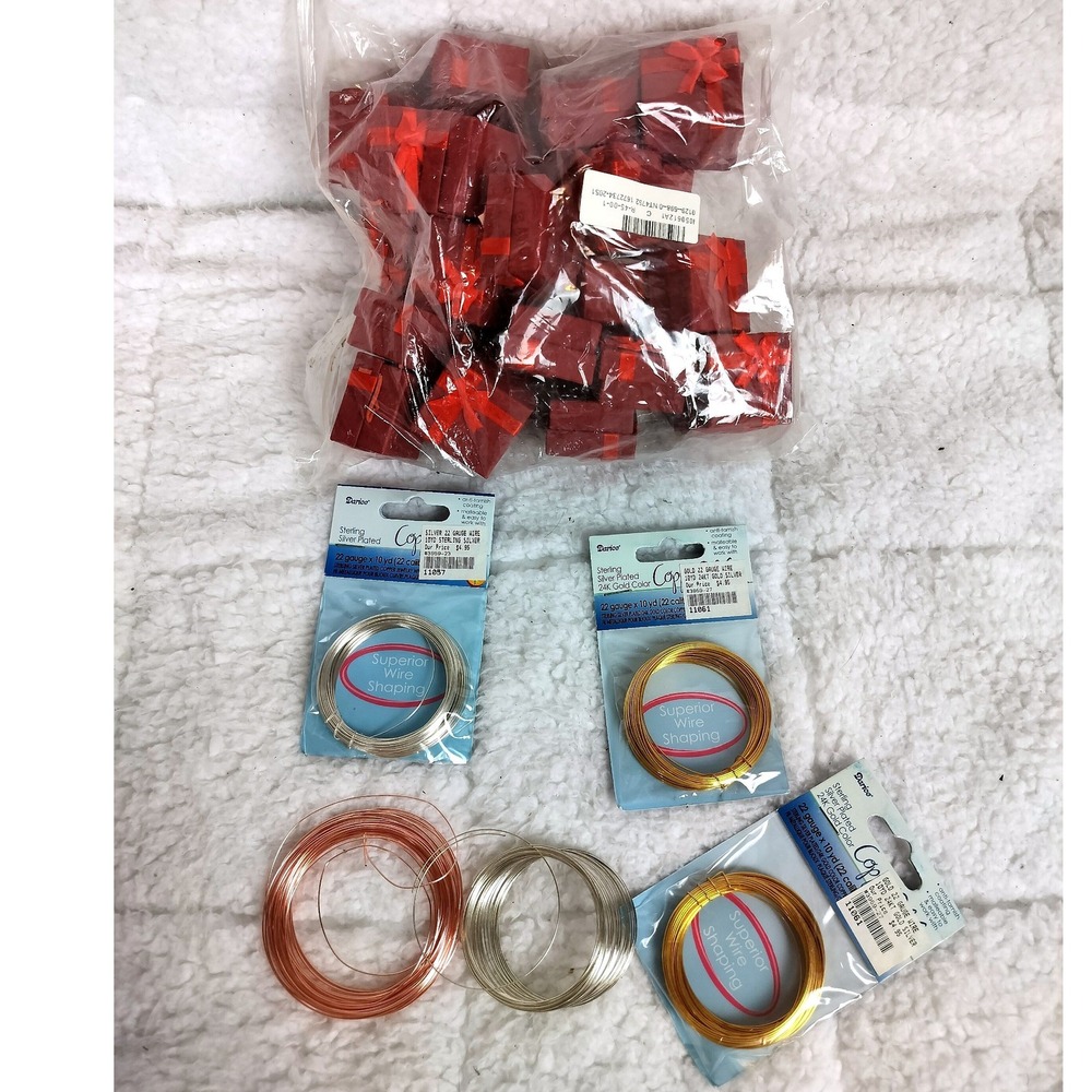 Darice Silver Gold Plated 22 Gauge Jewelry Wire Red Mini Gift Box Ornament Lot